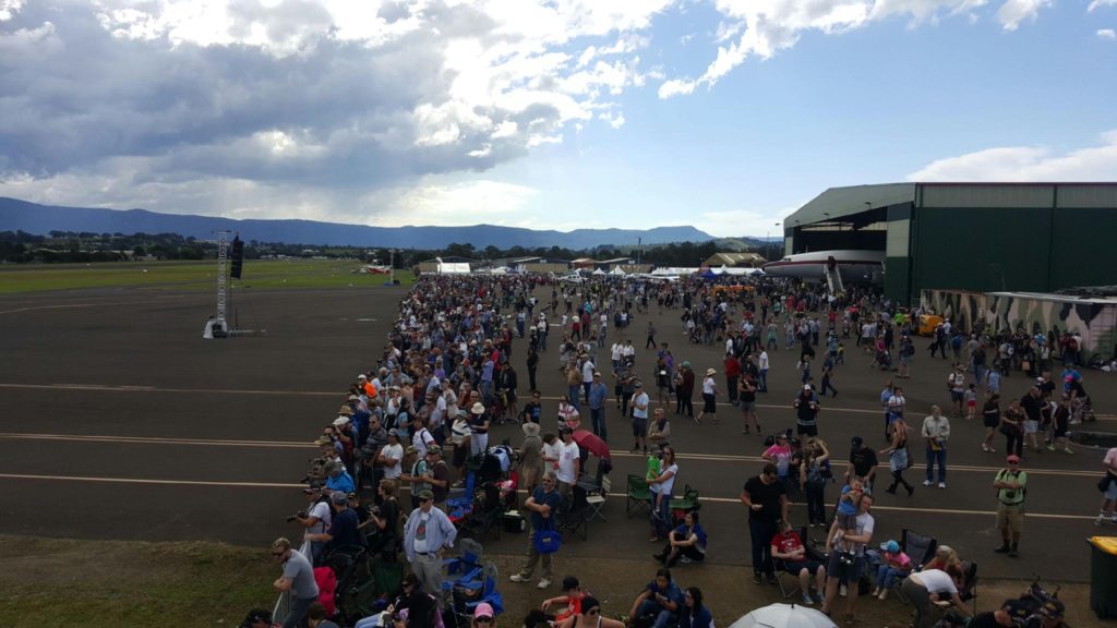 Electro-Voice line array speaker audio sound PA for outdoor event Wings over Illawarra 2016