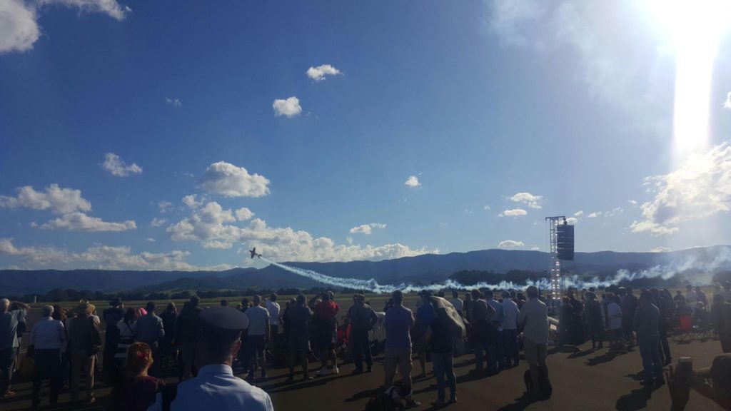 Electro-Voice line array speaker audio sound PA for outdoor event Wings over Illawarra 2016